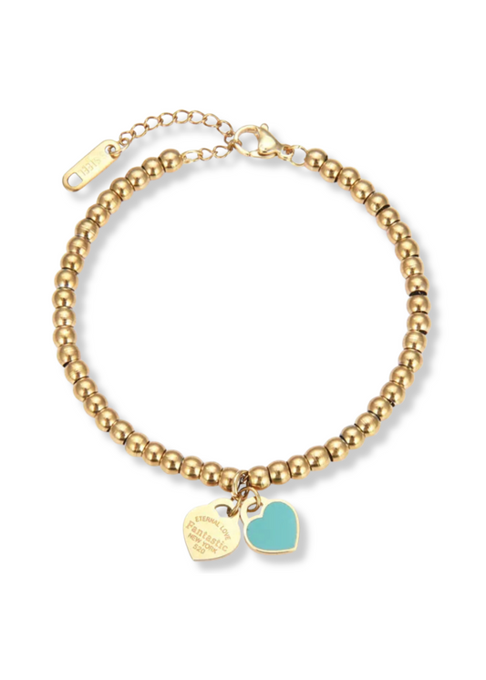 Corazon teal dorado brazalete