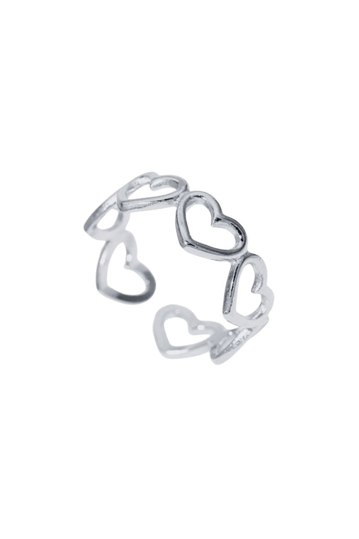 Anillo corazones plateado