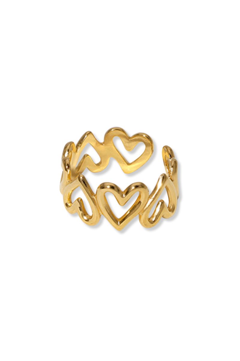 Anillo corazones dorado