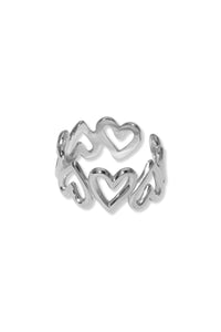 Anillo corazones plateado