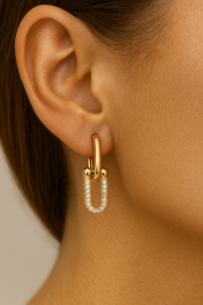 Aretes Double Link zirconias