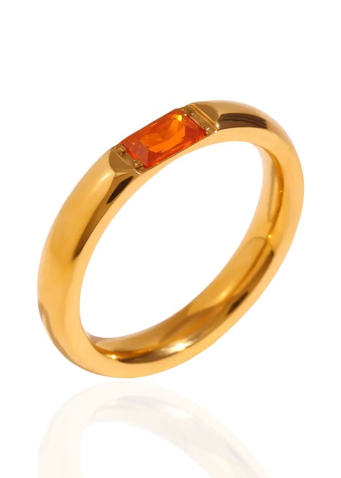 Birthstone chunky ring Enero granate naranja