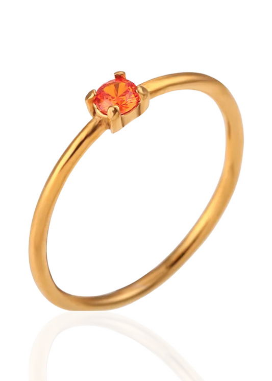 Birthstone delicate ring Enero granate naranja