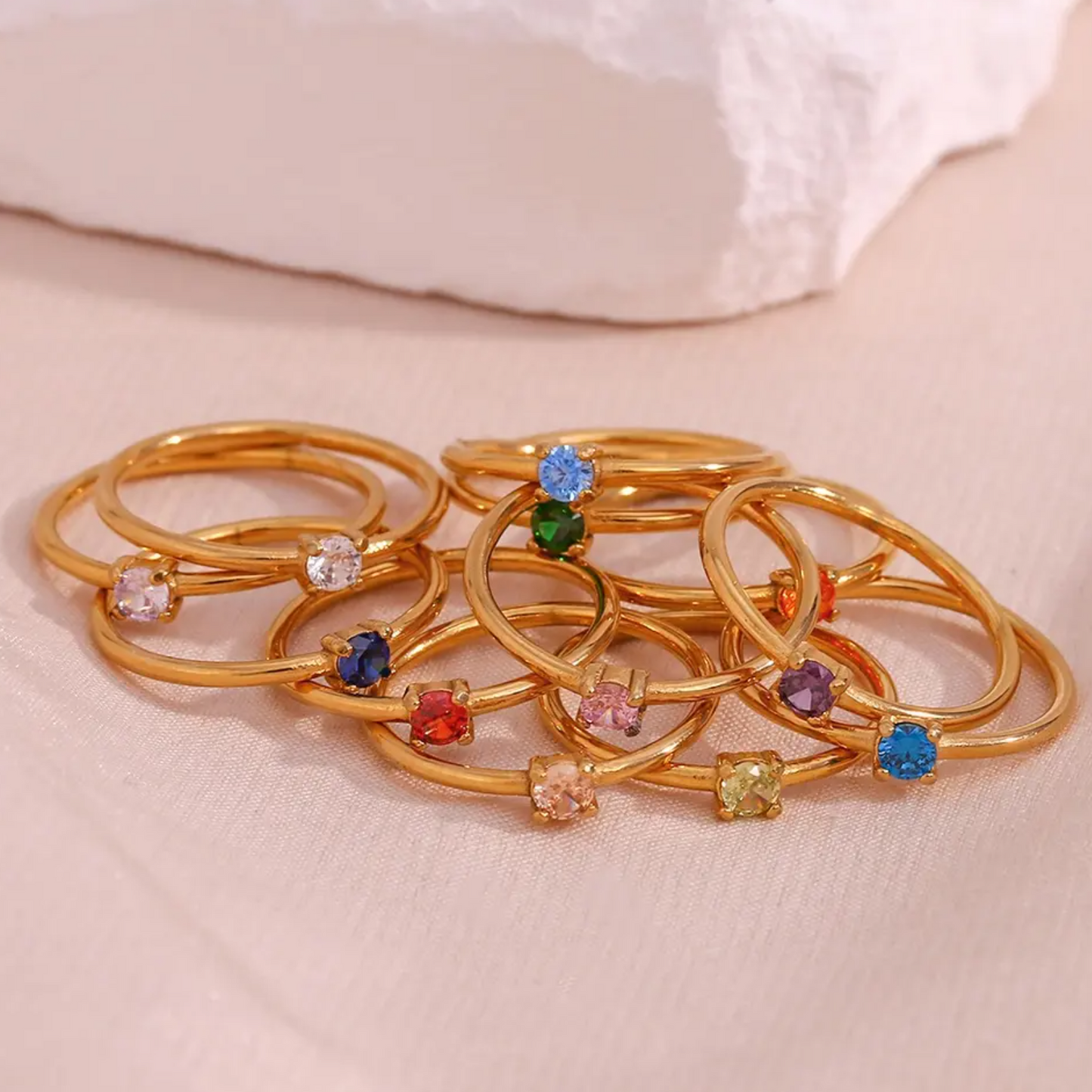 Birthstone delicate ring Marzo Aquamarina