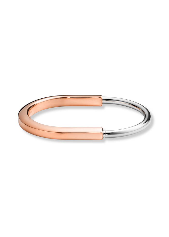 Lock bracelet rosegold and silver