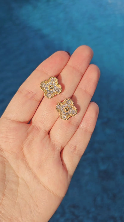 Aretes trebol zirconias