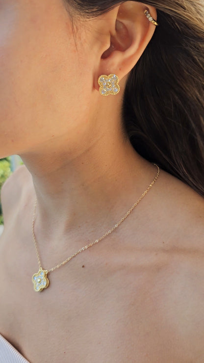 Aretes trebol zirconias