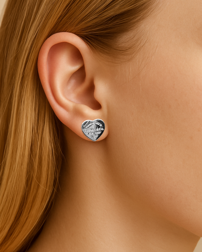 Aretes corazon return to tiffany plateados