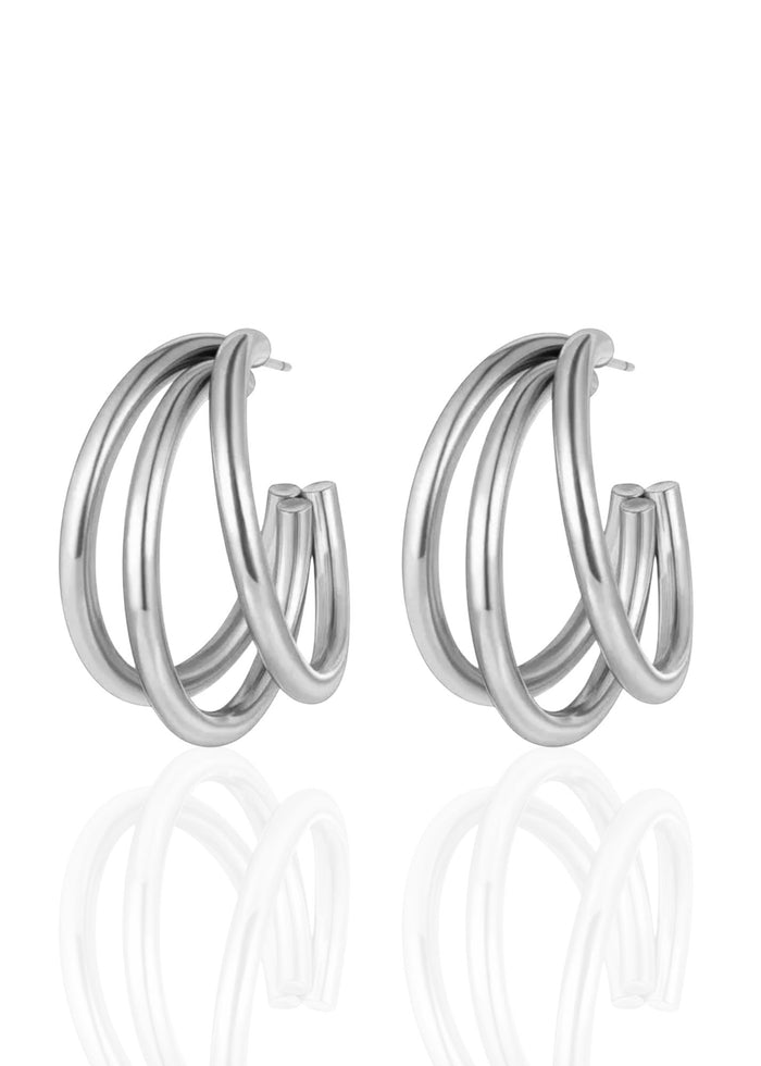 Triple hoops plateado