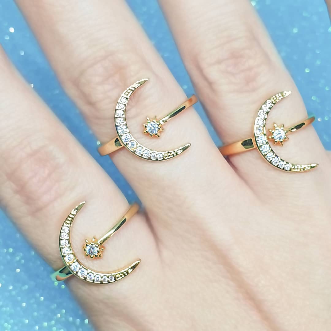 Anillo luna estrella hot sale