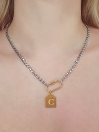 THE LOCK INITIAL NECKLACE silver