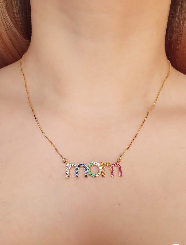 mom necklace rainbow
